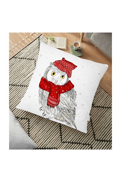 Realhomes Perna Decorativa De Pardoseala Imprimata Digitala Tema Iarna Motiv Bufnita - 70 X 70 Cm