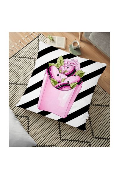 Realhomes Perna Decorativa Moderna De Pardoseala Coco Pops Roz Negru - 70 X 70 Cm