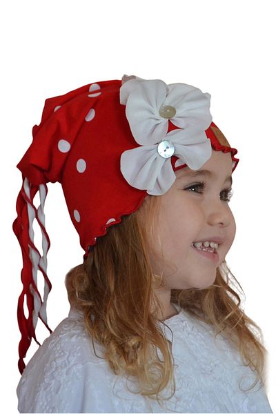 Babygiz Red - White Girl's Beret