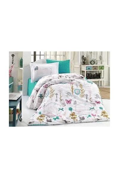 Hobby Poplin Single Duvet Cover Set Rossella Turquoise