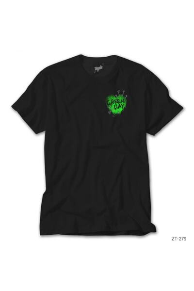 Z zepplin Green Day Green Hearth Μαύρο T-Shirt