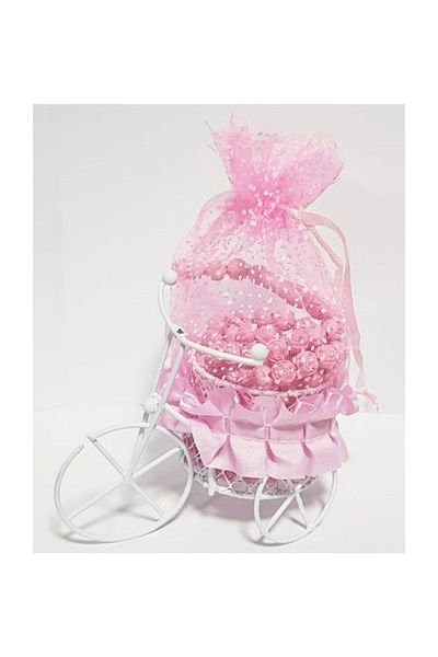 RoseRoi Baby Shower Gift Bicycle Basket Pouch Rose Scented Rose Patterned Rosary 10 Pieces