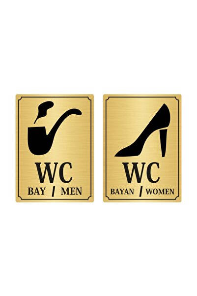 Özarslan Dizayn لوحة توجيه للنساء من Wc Bay مقاس 13 × 18 سم لاصقة باللون الذهبي