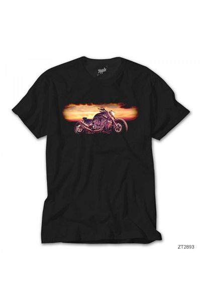 Z zepplin Μαύρο T-Shirt με σχέδιο μοτοσυκλέτας