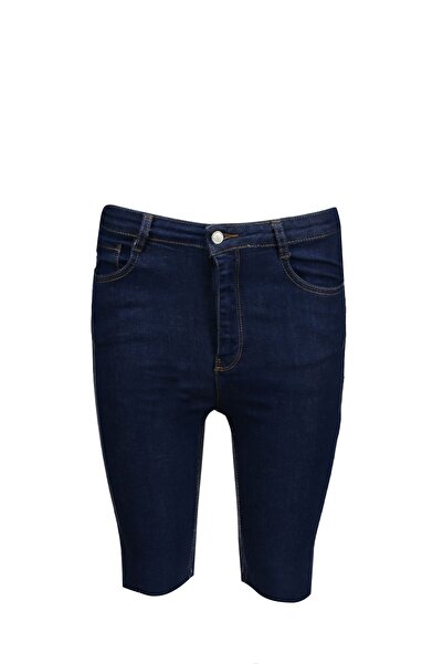 Collezione Koyu Mavi Kadın Mavi Spor Slim Sort / Bermuda