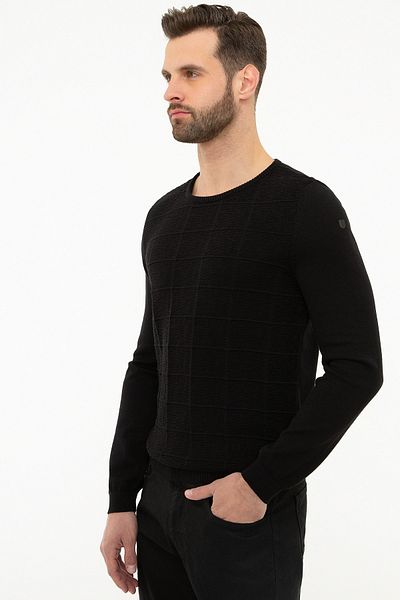 Pierre Cardin Ανδρικό πλεκτό πουλόβερ σε μαύρο χρώμα G021GL0TK.000.973431