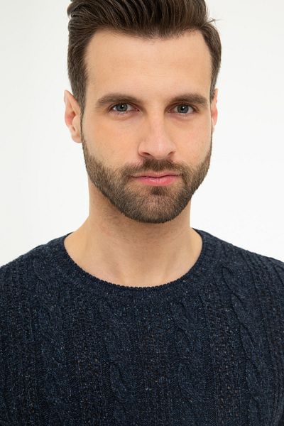 Pierre Cardin Мъжки тъмносин тесен пуловер с кръгло деколте G021SZ0TK.000853596