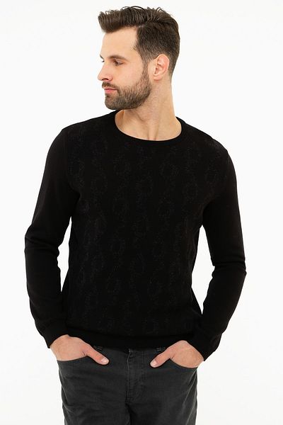 Pierre Cardin Мъжки черен тесен пуловер G021GL0TK.000867157