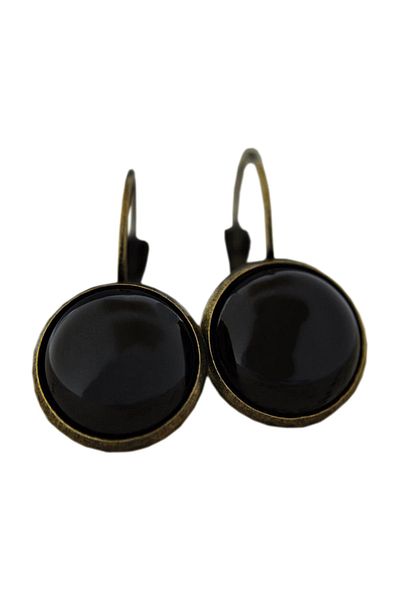 LADYMİRAGE Nero Vintage Style Agate Earrings