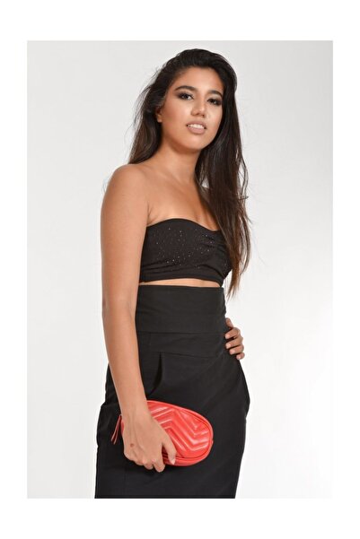 Moda1001 Zippered Zigzag Stitched Leather Women's Waist Bag - Red