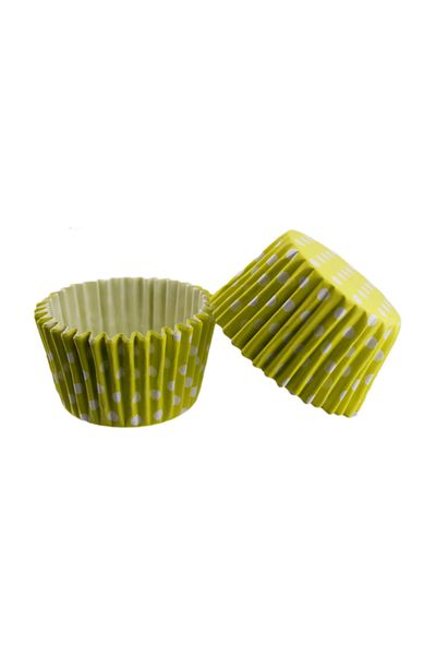 TT Tahtakale Toptancıları Yellow Polka Dot Cupcake Mold - Pet Capsule Cake, 48X34 MM, 100 Pieces