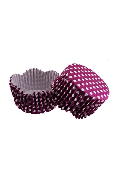 TT Tahtakale Toptancıları Purple Polka Dot Cupcake Mold - Pet Capsule Wavy, 65X38 MM, 100 Pieces