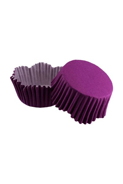TT Tahtakale Toptancıları Purple Cupcake Mold - Pet Capsule Wavy, 65X38 MM, 100 Pieces