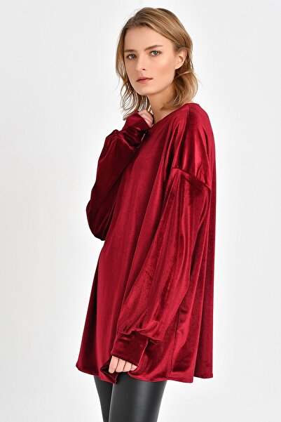 Quincey Velvet Tunic Claret Red BDE2511