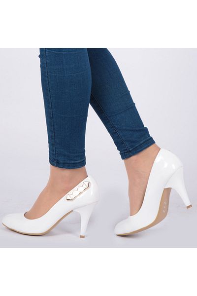 FILODONNA Pantofi cu toc alb de damă