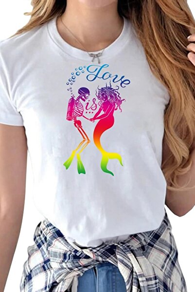 SCUBAPROMO Scuba Scull Mermaid Love Ladies bela majica