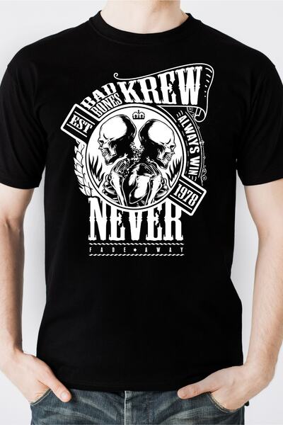 SCUBAPROMO Bad Bones Crew Never Black muška majica