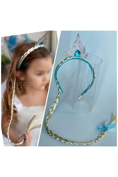 QUEEN AKSESUAR Modrá Elsa Žlutý cop Příčesek do vlasů Dětská korunka Sněhová královna Princezna Crown