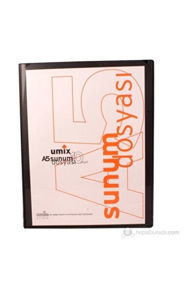 Umix Umıx Önden Cepli Sunum Dosyası (A5) (20'Lİ) / Siyah