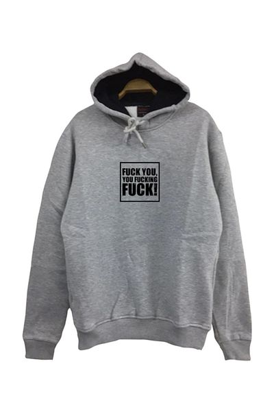 fame-stoned Φούτερ Shameless Printed Unisex 100% βαμβακερό γκρι κουκούλα