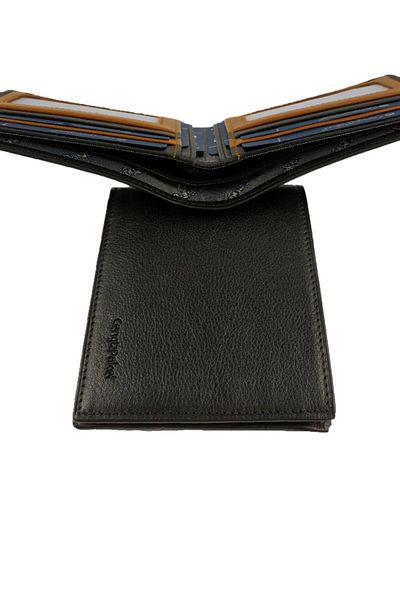 CENGİZ PAKEL Genuine Leather Men's Wallet 27500 Black-Tan