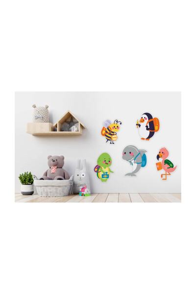 Sticker Sepetim Animale drăguțe care merg la școală autocolant de perete pent...