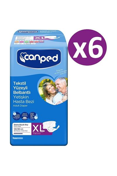 Canped Waistbanded Textile Patient Diapers Extra Large 42 Pieces (7 Pieces X 6)