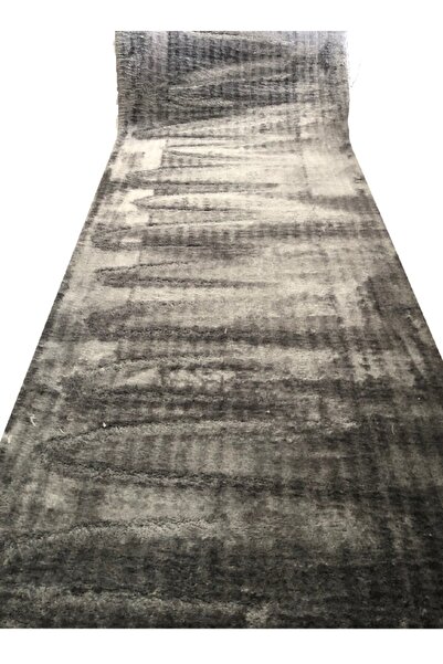 Sarar Halı Antresit-gri Düz Renk Peluş Pofuduk Kesme Kaydırmaz Taban Halı Yolluk