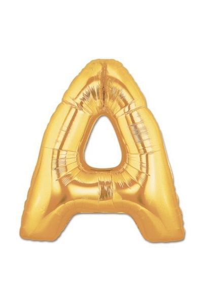 Parti dolabı Letter Foil Balloon Letter A Large Size Balloon Golden Yellow/Dore 100CM