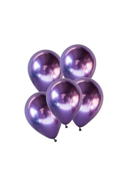 Parti dolabı 5 Pieces 1st Quality Purple Colored Shiny Chrome Metallic Mirrored Balloon