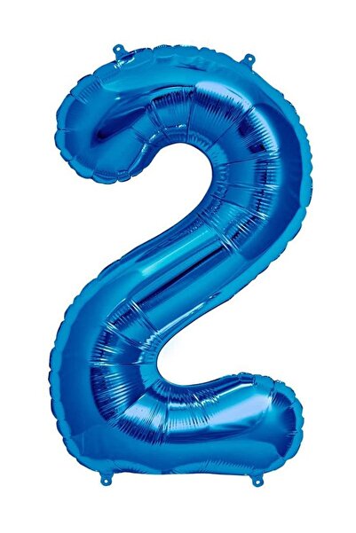 Parti dolabı 100 cm Mavi 2 Rakam Folyo Balonu, Sayı Büyük Boy Helyumla Uçan