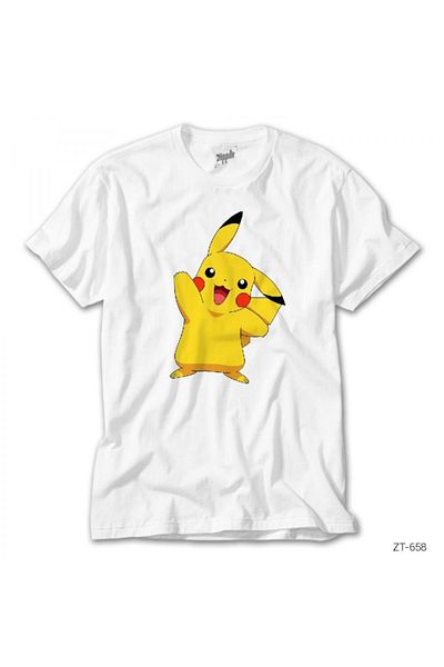 Z zepplin Бяла тениска с Pokemon Pikachu