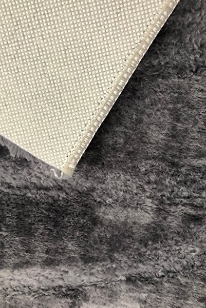 Sarar Halı Antresit-gri Düz Renk Peluş Pofuduk Kesme Kaydırmaz Taban Halı Yolluk