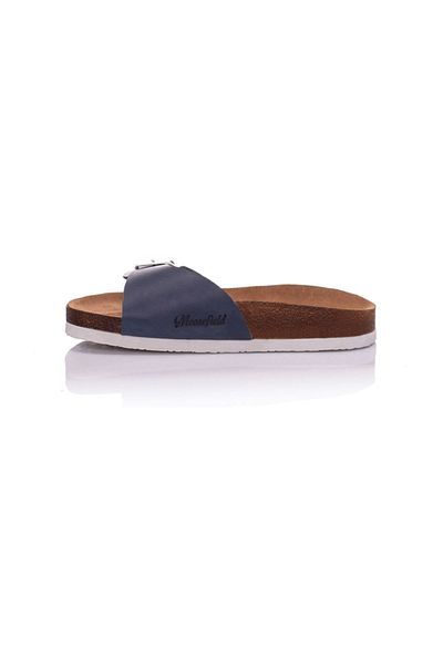 Moosefield Genuine Leather Dark Blue Women's Slippers