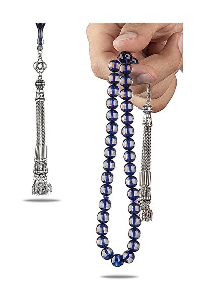 Vip Kehribar 10 Mm Küre Kesim Sürmeli Toz Kehribar Tesbih 5 Dallı Özel Tasarı...