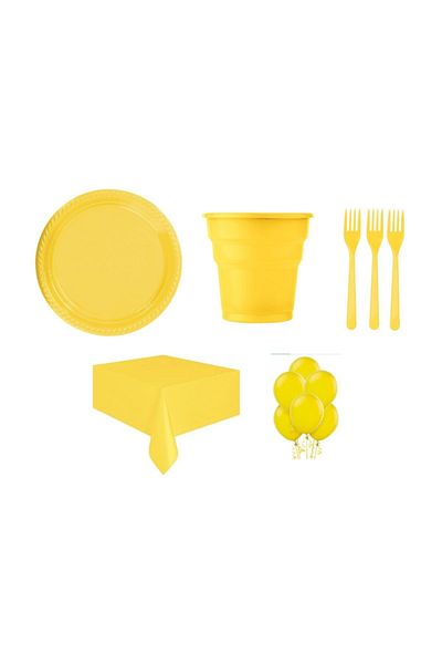 BalonEvi Birthday Economical Party Set for 25 People Yellow