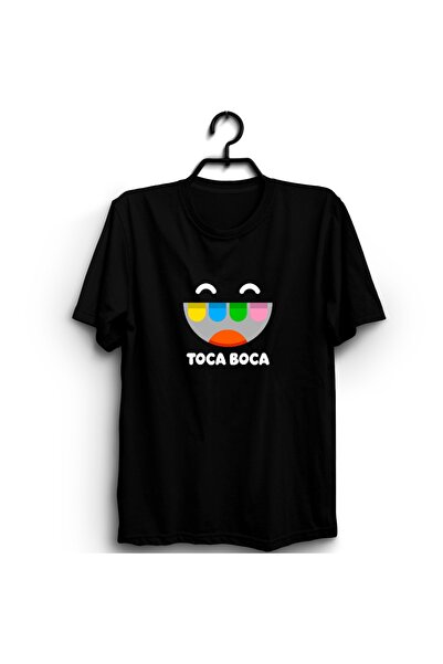 The Fame Tricou cu mânecă scurtă cu imprimeu Toca Boca, unisex, negru