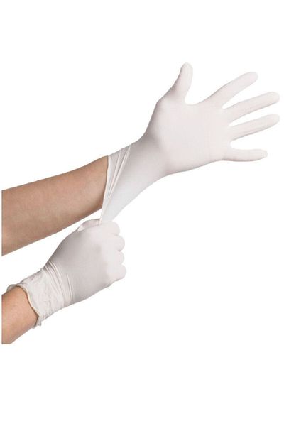 Has-Pet White Latex Powdered Examination Gloves Medium 100pcs