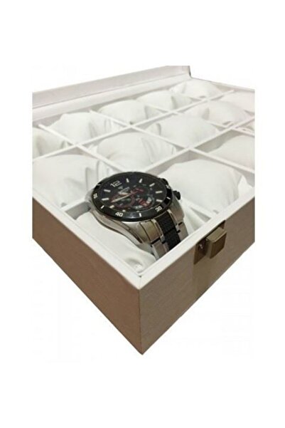 IMPALA Watch Box 15 Pieces Leather Coated on White Wooden Case