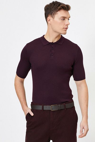 Koton Lilafarbener Herrenpullover mit Knopfdetail 0YAM91718GT