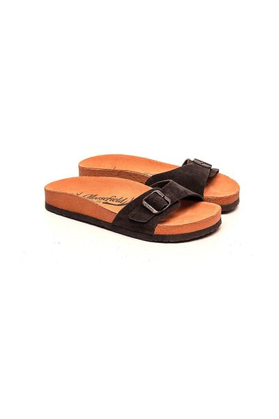 Moosefield Genuine Leather Black Women's Slippers