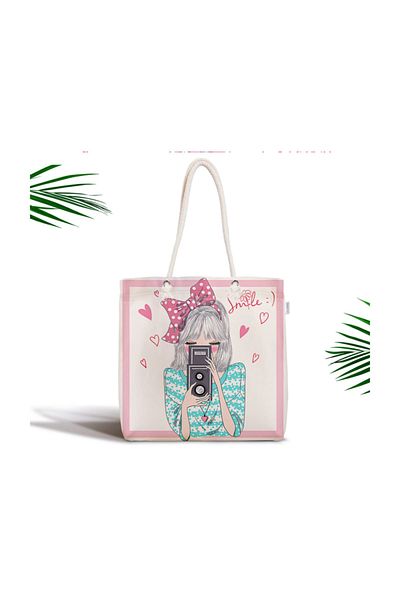 Realhomes Fashion Girl Digital Printed Μοντέρνα υφασμάτινη τσάντα με φερμουάρ Canta-720