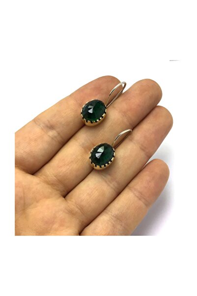 Midyat Nurtaş Gümüş Zümrüt Taşlı Otantik Bayan Gümüş Küpe 201015120