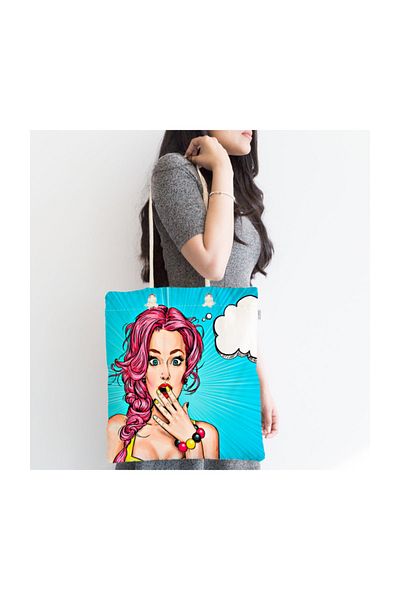 Realhomes Geantă modernă din material textil cu fermoar cu model Pop Art Canta-739