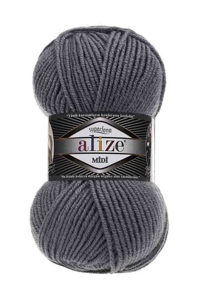 Alize Superlana Midi Πλεκτό Σπάτσο 100 gr 087 Κάρβουνο Γκρι