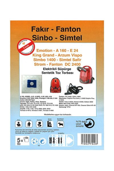 CONTİ Cvc 301 Multiclean - 1800 Watt Mini Vacuum Cleaner, Cloth Dust Bag 5 Pieces