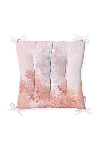 Realhomes New Year Concept Patterned Fluffy Chair Cushion with Pink Background