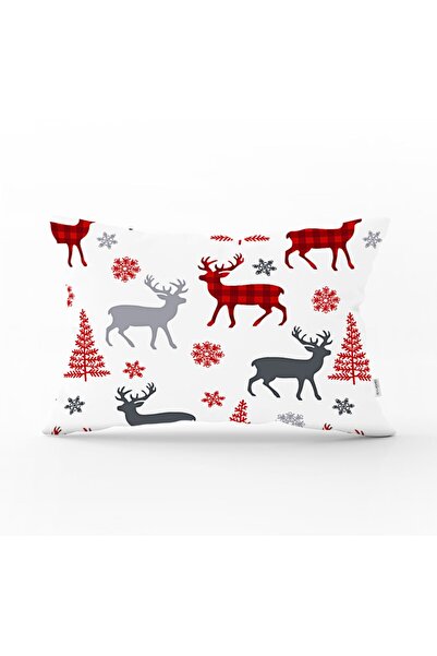 Realhomes Motive de Anul Nou pe fundal alb Husă de pernă dreptunghiulară impr...