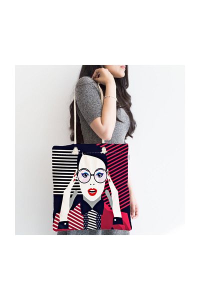 Realhomes Pop Art Mujer Elegante Designed Ψηφιακή τυπωμένη υφασμάτινη τσάντα με φερμουάρ Canta-3360
