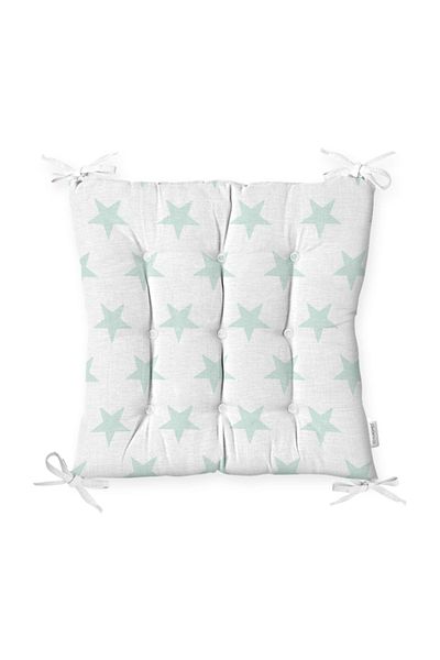 Realhomes Cloud Blue Star Fluffy Square Chair Cushion